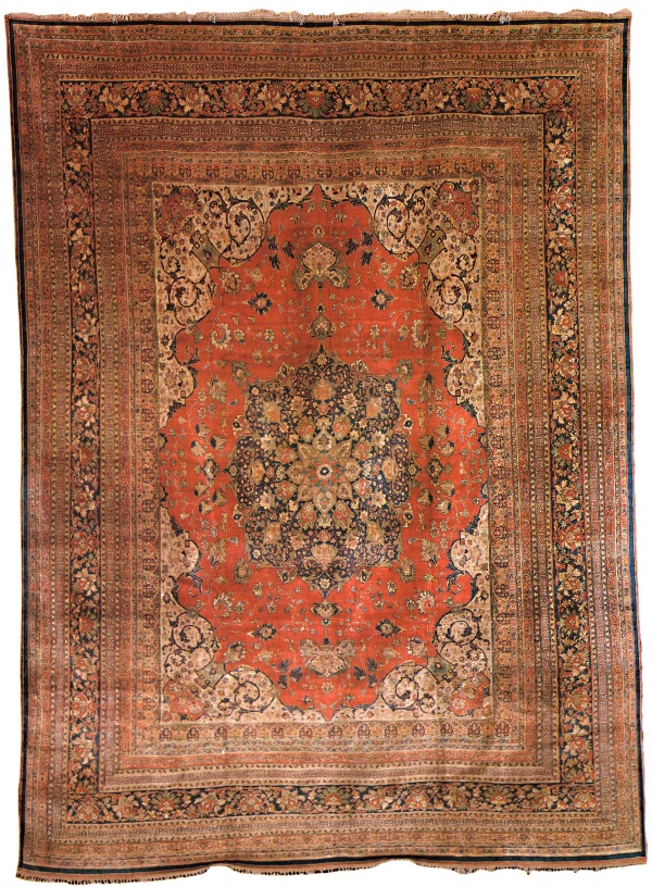 Lot 158, Silk Tabriz Carpet. Persia, Circa 1875