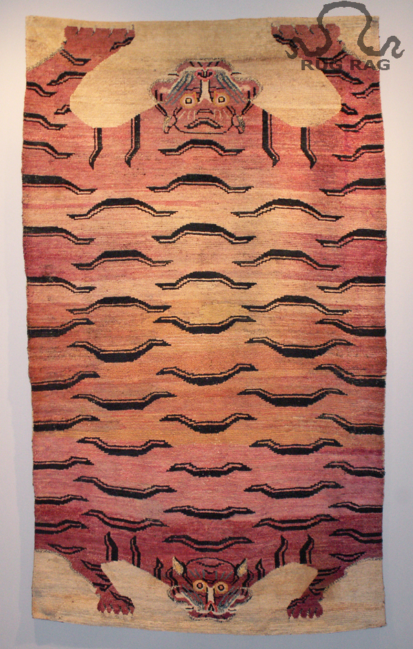 Rug 13: Antique Tantric Carpet, Double Tiger Pelt Design, Ivory