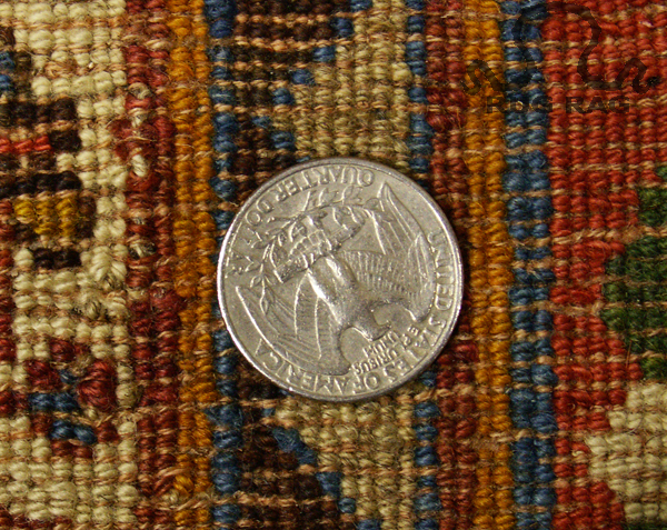 KPSI ~130 for Semi-Antique Wool on Wool Bidjar Persian Carpet